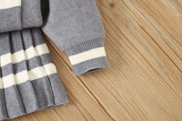 Load image into Gallery viewer, 2 Pieces Set Baby Kid Girls Embroidered Cardigan And Striped Skirts Wholesale 230105485
