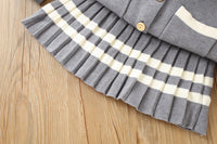 Load image into Gallery viewer, 2 Pieces Set Baby Kid Girls Embroidered Cardigan And Striped Skirts Wholesale 230105485
