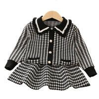 Load image into Gallery viewer, 2 Pieces Set Baby Kid Girls Checked Crochet Cardigan And Skirts Wholesale 230105492
