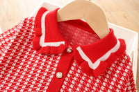 Load image into Gallery viewer, 2 Pieces Set Baby Kid Girls Checked Crochet Cardigan And Skirts Wholesale 230105492
