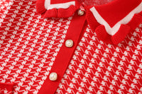 Load image into Gallery viewer, 2 Pieces Set Baby Kid Girls Checked Crochet Cardigan And Skirts Wholesale 230105492
