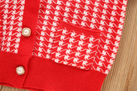 Load image into Gallery viewer, 2 Pieces Set Baby Kid Girls Checked Crochet Cardigan And Skirts Wholesale 230105492
