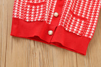 Load image into Gallery viewer, 2 Pieces Set Baby Kid Girls Checked Crochet Cardigan And Skirts Wholesale 230105492
