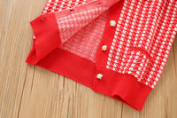 Load image into Gallery viewer, 2 Pieces Set Baby Kid Girls Checked Crochet Cardigan And Skirts Wholesale 230105492

