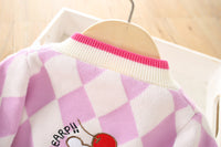 Load image into Gallery viewer, 2 Pieces Set Baby Kid Girls Letters Cartoon Embroidered Cardigan And Checked Dresses Wholesale 230105494
