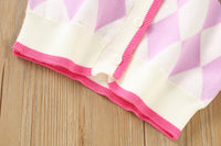 Load image into Gallery viewer, 2 Pieces Set Baby Kid Girls Letters Cartoon Embroidered Cardigan And Checked Dresses Wholesale 230105494
