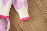 Load image into Gallery viewer, 2 Pieces Set Baby Kid Girls Letters Cartoon Embroidered Cardigan And Checked Dresses Wholesale 230105494
