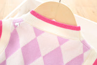 Load image into Gallery viewer, 2 Pieces Set Baby Kid Girls Letters Cartoon Embroidered Cardigan And Checked Dresses Wholesale 230105494
