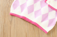 Load image into Gallery viewer, 2 Pieces Set Baby Kid Girls Letters Cartoon Embroidered Cardigan And Checked Dresses Wholesale 230105494
