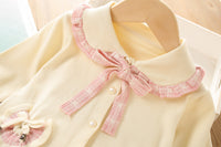 Load image into Gallery viewer, 2 Pieces Set Baby Kid Girls Bow Crochet Cardigan And Checked Skirts Wholesale 230105495
