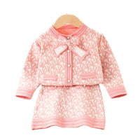 Load image into Gallery viewer, 2 Pieces Set Baby Kid Girls Bow Crochet Cardigan And Skirts Wholesale 230105496
