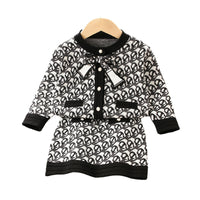 Load image into Gallery viewer, 2 Pieces Set Baby Kid Girls Bow Crochet Cardigan And Skirts Wholesale 230105496
