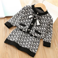 Load image into Gallery viewer, 2 Pieces Set Baby Kid Girls Bow Crochet Cardigan And Skirts Wholesale 230105496
