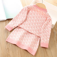 Load image into Gallery viewer, 2 Pieces Set Baby Kid Girls Bow Crochet Cardigan And Skirts Wholesale 230105496

