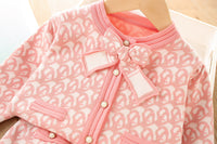 Load image into Gallery viewer, 2 Pieces Set Baby Kid Girls Bow Crochet Cardigan And Skirts Wholesale 230105496
