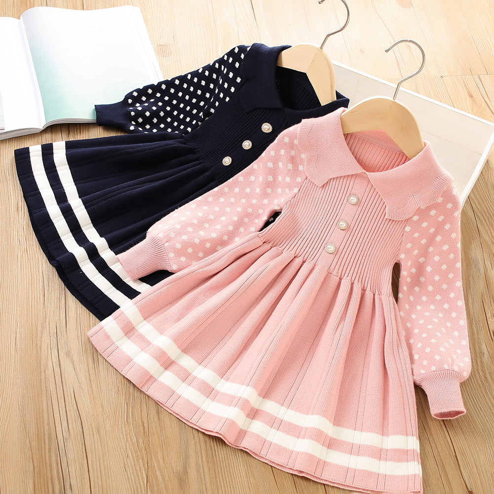 Baby Kid Girls Color-blocking Crochet Dresses Wholesale 230105511