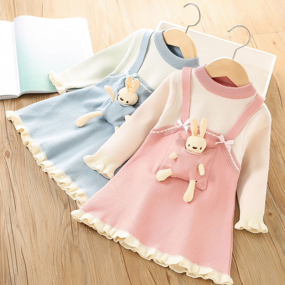 Baby Kid Girls Color-blocking Cartoon Crochet Dresses Wholesale 230105513