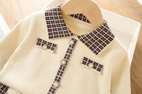 Load image into Gallery viewer, 2 Pieces Set Baby Kid Girls Color-blocking Checked Crochet Cardigan And Skirts Wholesale 230105516
