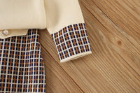 Load image into Gallery viewer, 2 Pieces Set Baby Kid Girls Color-blocking Checked Crochet Cardigan And Skirts Wholesale 230105516
