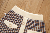 Load image into Gallery viewer, 2 Pieces Set Baby Kid Girls Color-blocking Checked Crochet Cardigan And Skirts Wholesale 230105516
