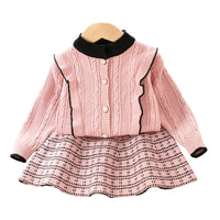 Load image into Gallery viewer, 2 Pieces Set Baby Kid Girls Color-blocking Crochet Cardigan And Skirts Wholesale 230105518
