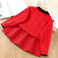 Load image into Gallery viewer, 2 Pieces Set Baby Kid Girls Color-blocking Crochet Cardigan And Skirts Wholesale 230105518
