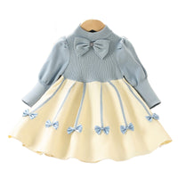 Load image into Gallery viewer, Baby Kid Girls Color-blocking Bow Crochet Dresses Wholesale 230105526
