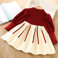 Load image into Gallery viewer, Baby Kid Girls Color-blocking Bow Crochet Dresses Wholesale 230105526
