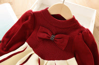 Load image into Gallery viewer, Baby Kid Girls Color-blocking Bow Crochet Dresses Wholesale 230105526
