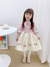 Load image into Gallery viewer, Baby Kid Girls Color-blocking Bow Crochet Dresses Wholesale 230105526
