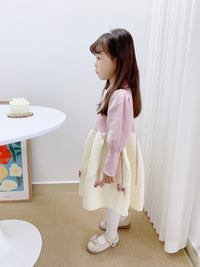 Load image into Gallery viewer, Baby Kid Girls Color-blocking Bow Crochet Dresses Wholesale 230105526
