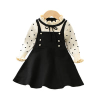 Load image into Gallery viewer, Baby Kid Girls Color-blocking Polka dots Bow Crochet Dresses Wholesale 230105527
