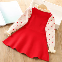 Load image into Gallery viewer, Baby Kid Girls Color-blocking Polka dots Bow Crochet Dresses Wholesale 230105527
