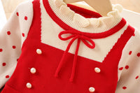 Load image into Gallery viewer, Baby Kid Girls Color-blocking Polka dots Bow Crochet Dresses Wholesale 230105527
