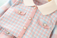 Load image into Gallery viewer, 2 Pieces Set Baby Kid Girls Color-blocking Checked Crochet Cardigan And Skirts Wholesale 230105536
