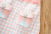 Load image into Gallery viewer, 2 Pieces Set Baby Kid Girls Color-blocking Checked Crochet Cardigan And Skirts Wholesale 230105536
