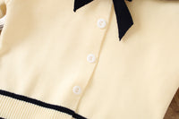 Load image into Gallery viewer, 2 Pieces Set Baby Kid Girls Color-blocking Bow Crochet Cardigan And Solid Color Skirts Wholesale 230105539
