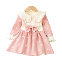 Load image into Gallery viewer, Baby Kid Girls Color-blocking Flower Bow Crochet Dresses Wholesale 230105546
