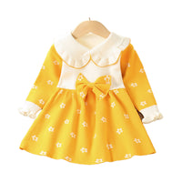 Load image into Gallery viewer, Baby Kid Girls Color-blocking Flower Bow Crochet Dresses Wholesale 230105546
