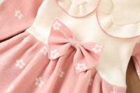 Load image into Gallery viewer, Baby Kid Girls Color-blocking Flower Bow Crochet Dresses Wholesale 230105546
