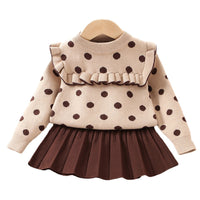 Load image into Gallery viewer, 2 Pieces Set Baby Kid Girls Polka dots Sweaters And Solid Color Skirts Wholesale 230105569
