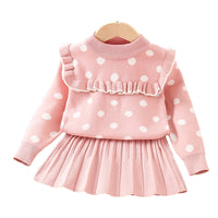 Load image into Gallery viewer, 2 Pieces Set Baby Kid Girls Polka dots Sweaters And Solid Color Skirts Wholesale 230105569
