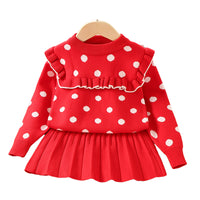 Load image into Gallery viewer, 2 Pieces Set Baby Kid Girls Polka dots Sweaters And Solid Color Skirts Wholesale 230105569
