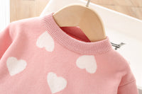 Load image into Gallery viewer, 2 Pieces Set Baby Kid Girls Valentine&#39;s Day Love heart Crochet Sweaters And Solid Color Skirts Wholesale 230105582
