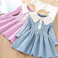 Load image into Gallery viewer, Baby Kid Girls Color-blocking Crochet Dresses Wholesale 230105583
