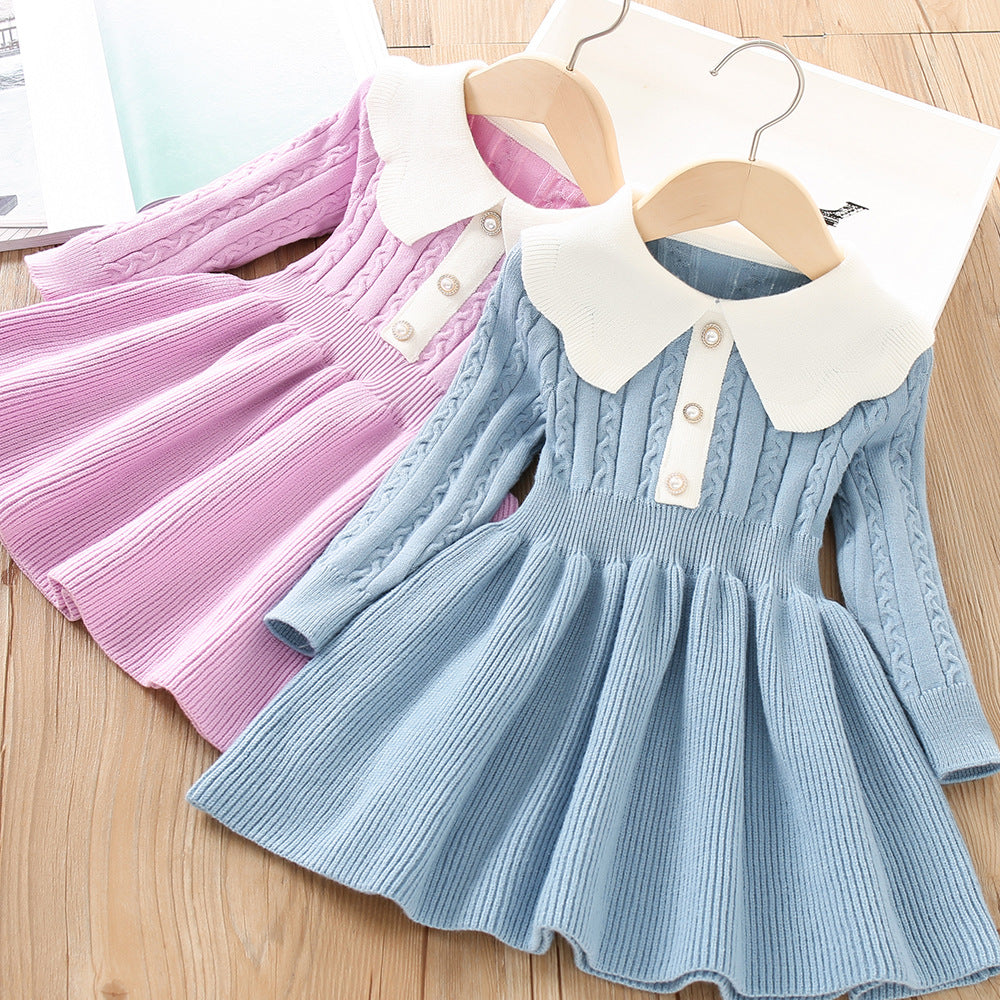 Baby Kid Girls Color-blocking Crochet Dresses Wholesale 230105583