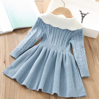 Load image into Gallery viewer, Baby Kid Girls Color-blocking Crochet Dresses Wholesale 230105583
