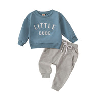 Load image into Gallery viewer, 2 Pieces Set Baby Kid Boys Letters Tops And Solid Color Ribbon Pants Wholesale 230105584
