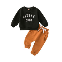 Load image into Gallery viewer, 2 Pieces Set Baby Kid Boys Letters Tops And Solid Color Ribbon Pants Wholesale 230105584
