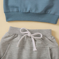 Load image into Gallery viewer, 2 Pieces Set Baby Kid Boys Letters Tops And Solid Color Ribbon Pants Wholesale 230105584
